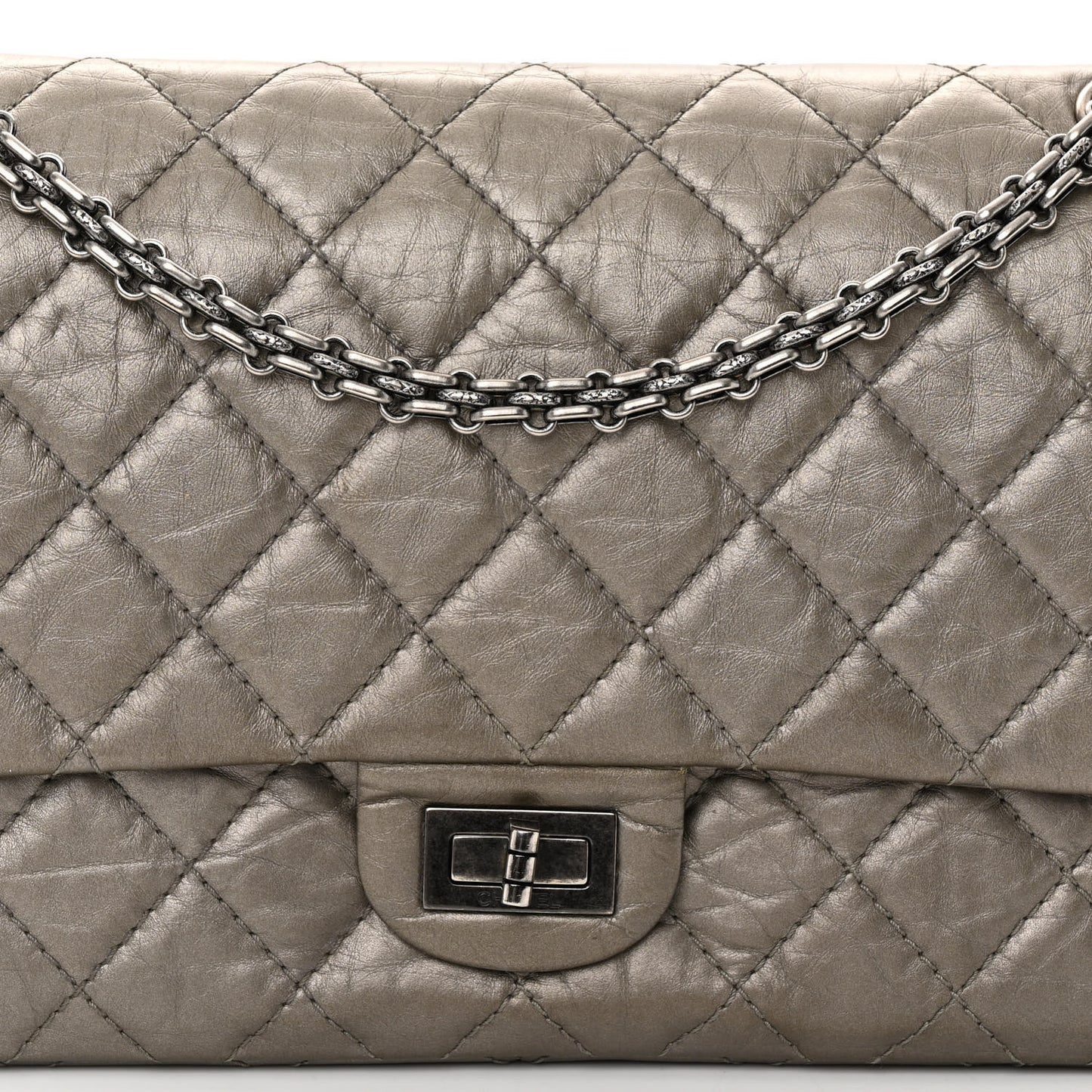 Metallic Aged Calfskin Quilted 2.55 Reissue 226 Flap Pewter