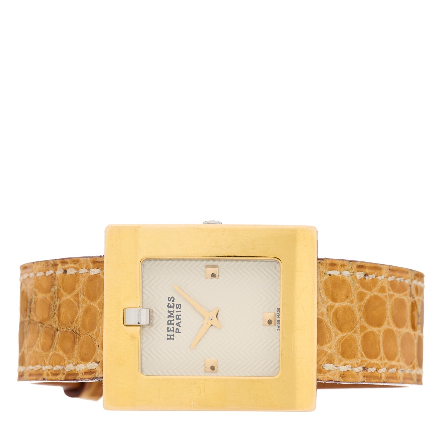 Hermes Stainless Steel Alligator 26mm Belt Quartz Watch Gold 2 of 4
