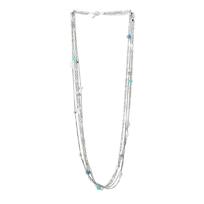 David Yurman Sterling Silver Quartz Blue Topaz Pearl Chalcedony Aquamarine Multi Strand Necklace 3 of 4