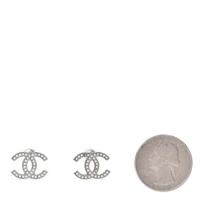 Chanel Crystal CC Earrings Silver 2 of 6