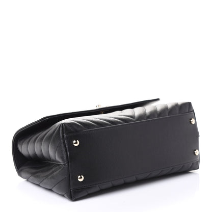 Chanel Caviar Lizard Embossed Quilted Chevron Small Coco Handle Flap Black 3 of 5