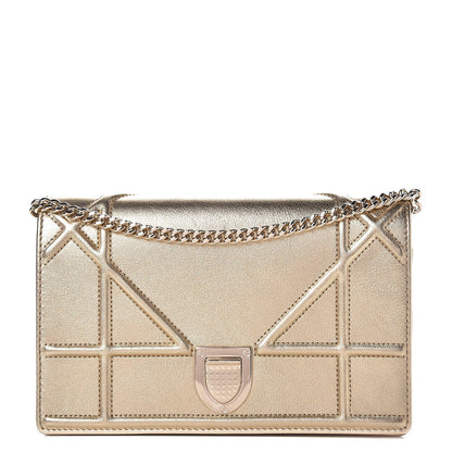 Christian Dior Metallic Calfskin Diorama Wallet on Chain Pouch Light Gold 1 of 7