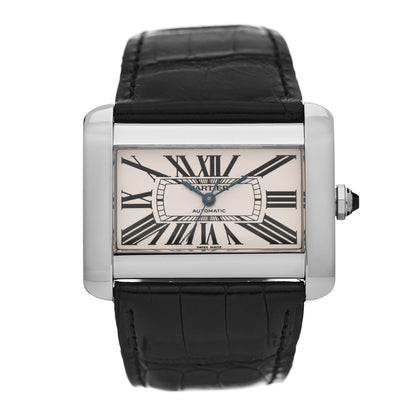 Cartier Stainless Steel Alligator 38mm Tank Divan Automatic Watch 1 of 4