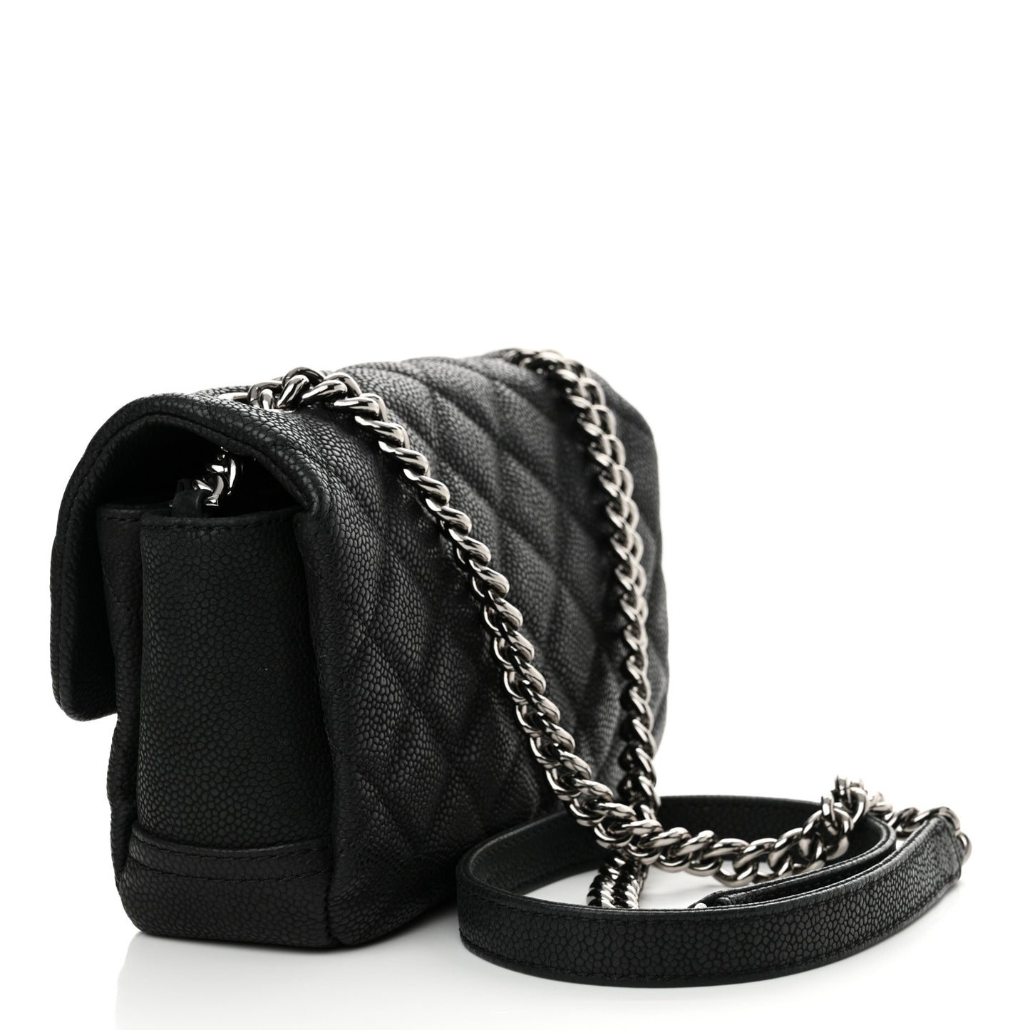 Caviar Quilted Small Lady Pearly Flap Black
