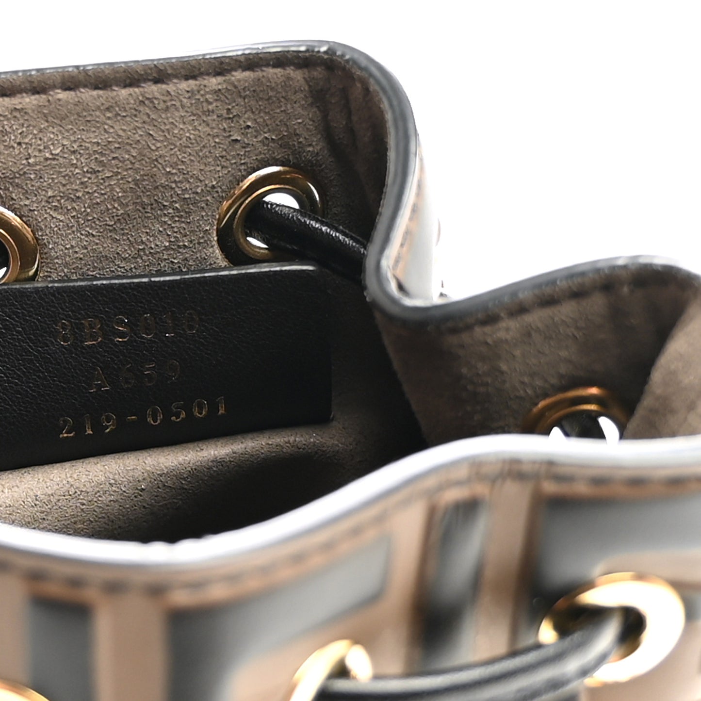 Vitello Liberty F is Fendi Bi-Color FF 1974 Embossed Mini Mon Tresor Bucket Bag Maya Black