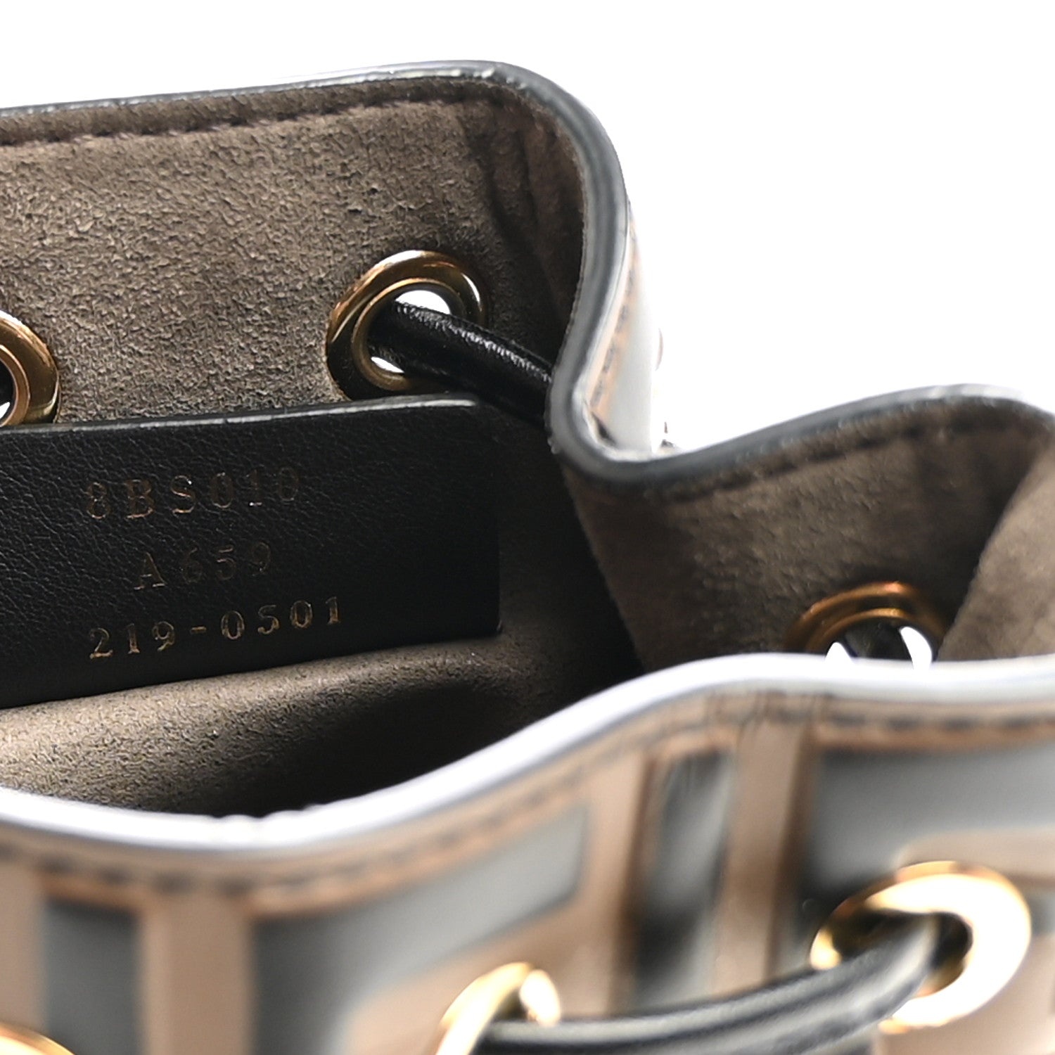 Fendi Vitello Liberty F is Fendi Bi-Color FF 1974 Embossed Mini Mon Tresor Bucket Bag Maya Black 6 of 9