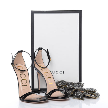 Gucci Patent Crystal Removable Bow Sandals 37 Black 12 of 12