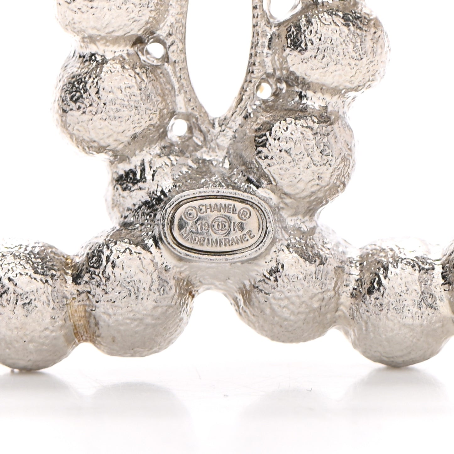 Pearl Crystal Bead CC Brooch Silver Black