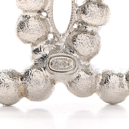 Chanel Pearl Crystal Bead CC Brooch Silver Black 5 of 5