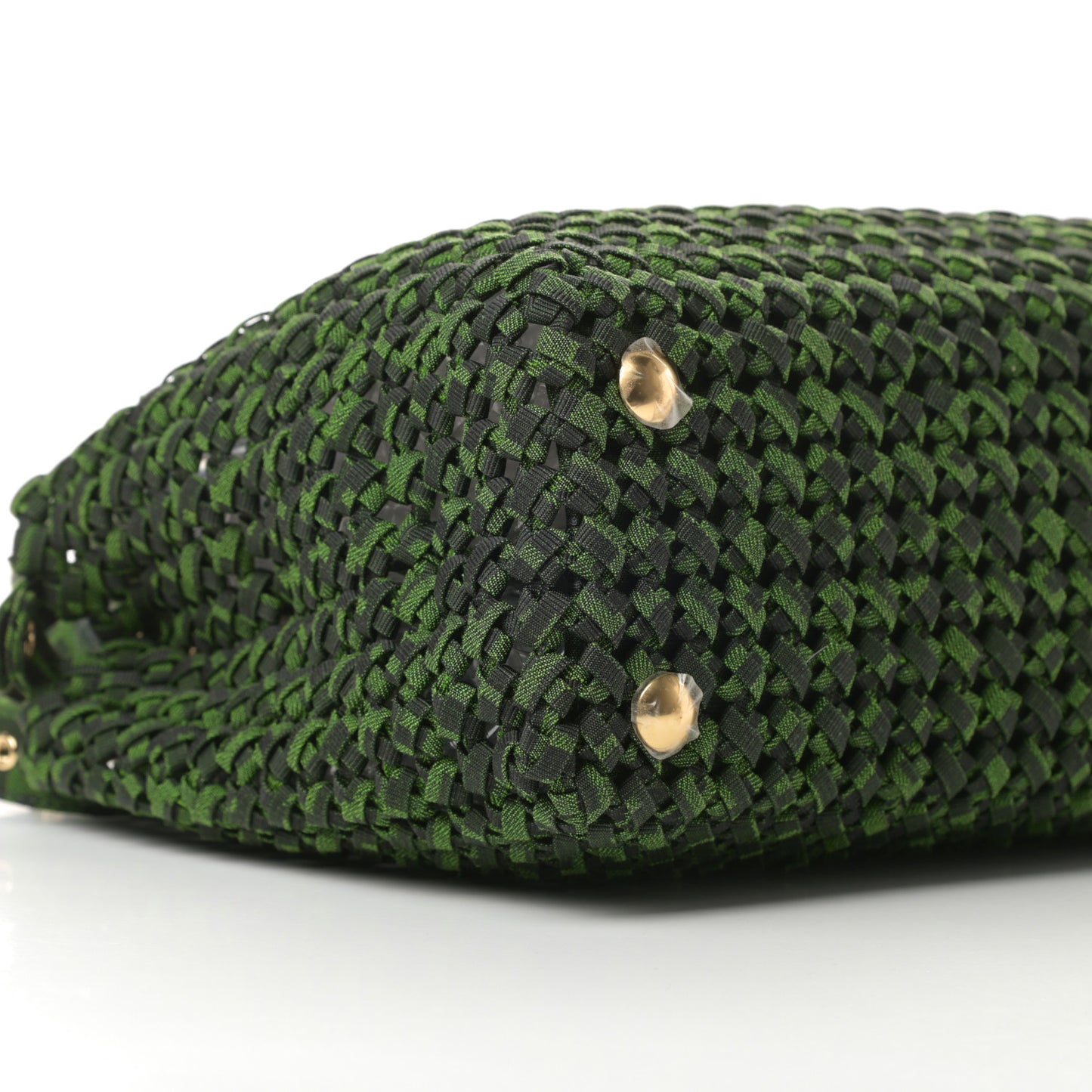 Fabric Jacquard FF 1974 Woven Knotted Medium Peekaboo Iconic Satchel Verde Black