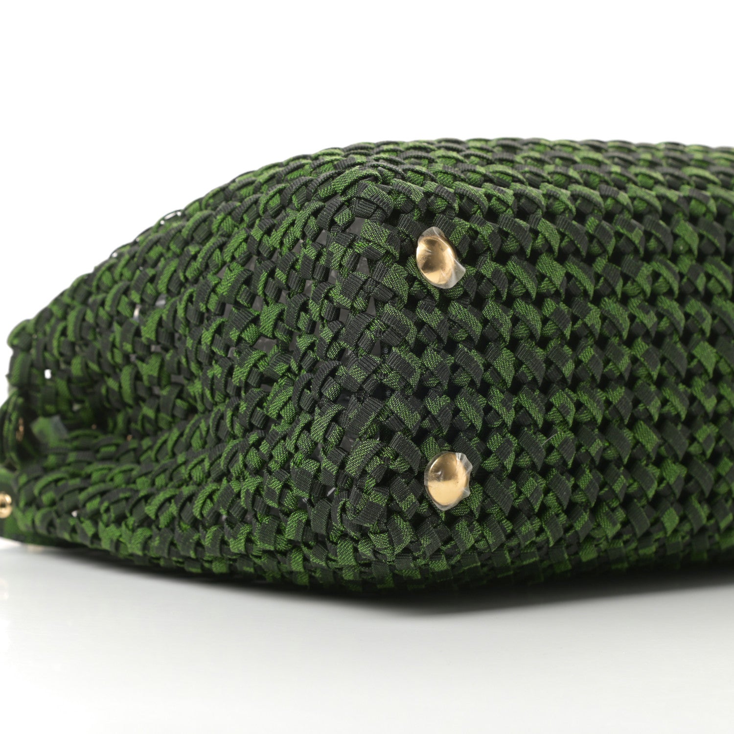 Fendi Fabric Jacquard FF 1974 Woven Knotted Medium Peekaboo Iconic Satchel Verde Black 10 of 11
