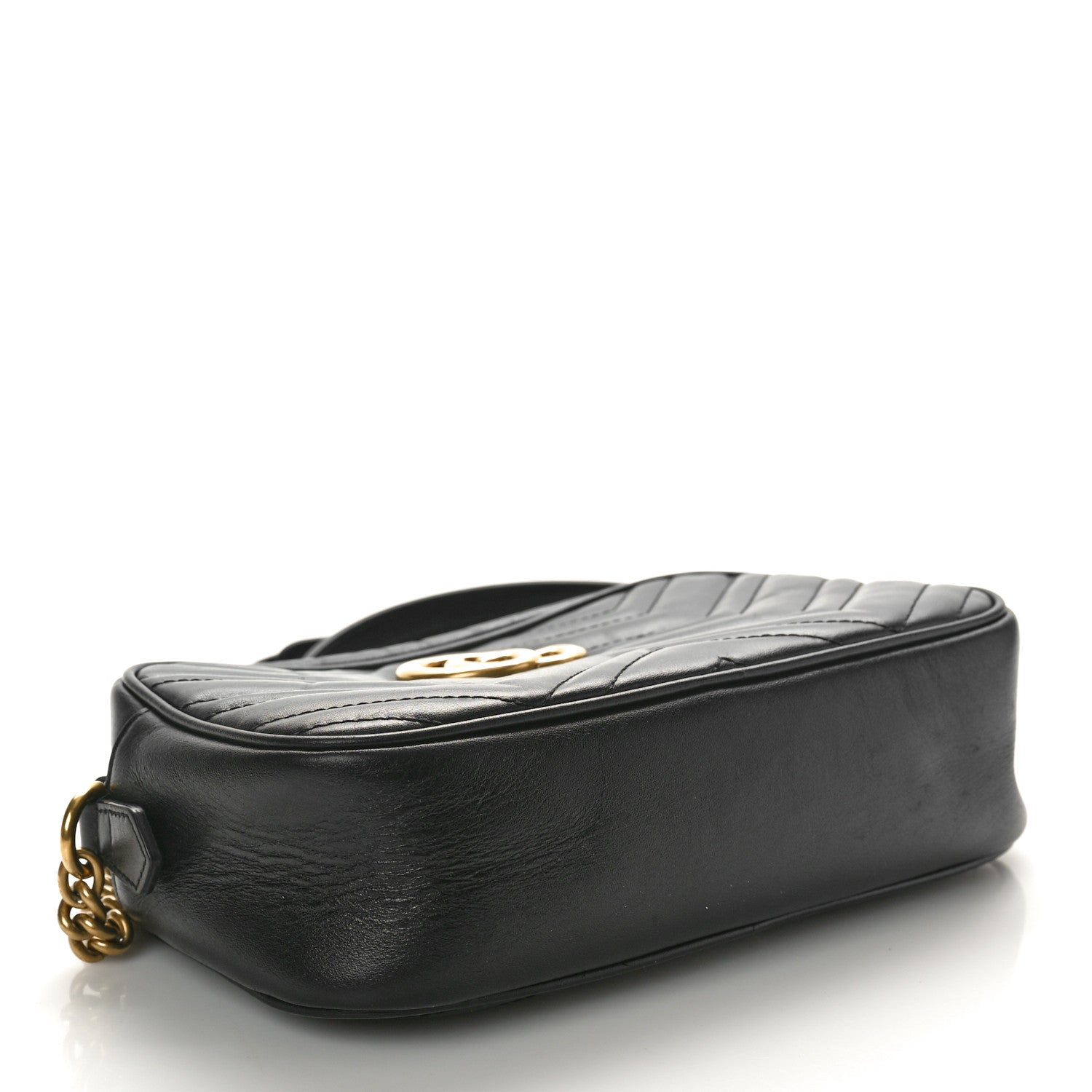 Gucci Calfskin Matelasse Small GG Marmont Chain Shoulder Bag Black 4 of 10