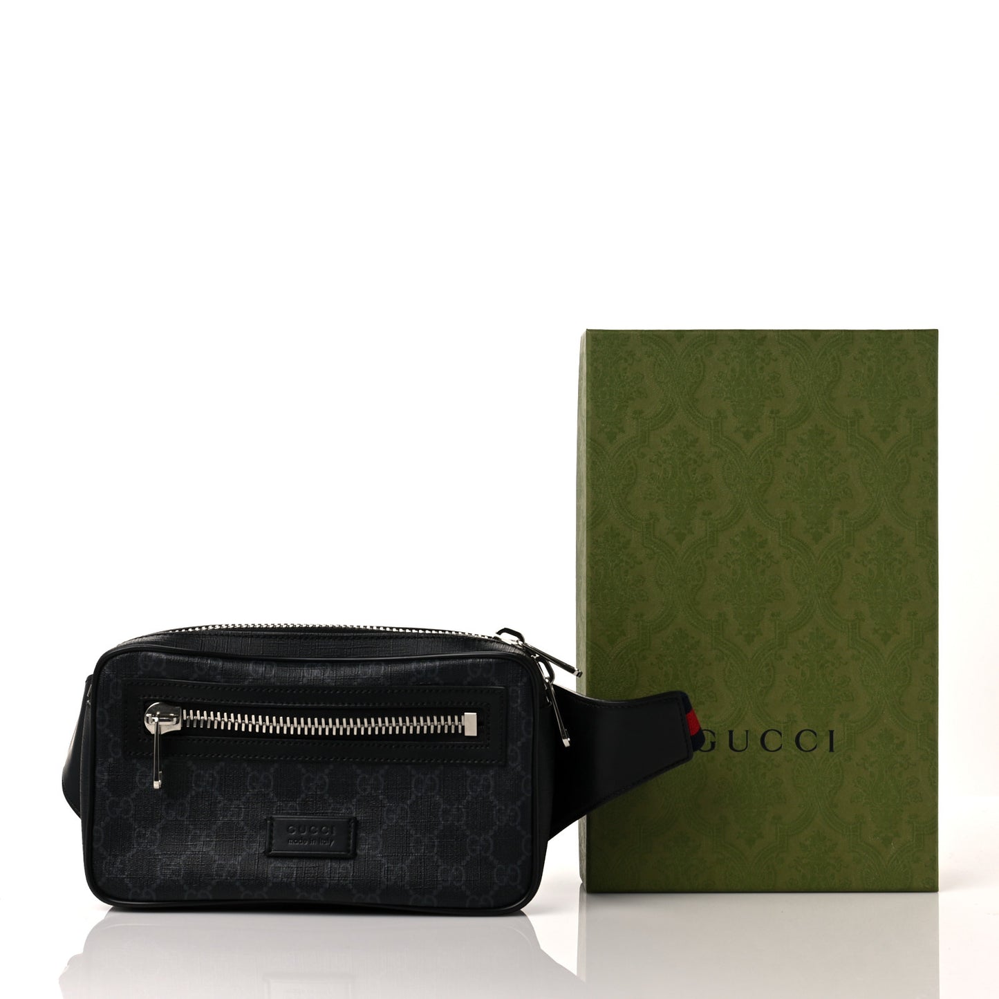 Soft GG Supreme Monogram Web Belt Bag Black Grey