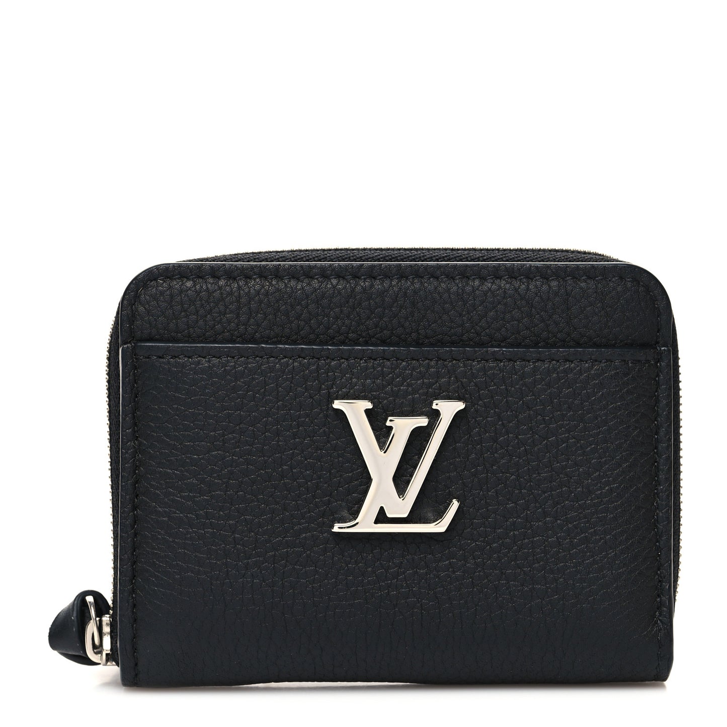 Calfskin Lockme Zippy Coin Purse Black