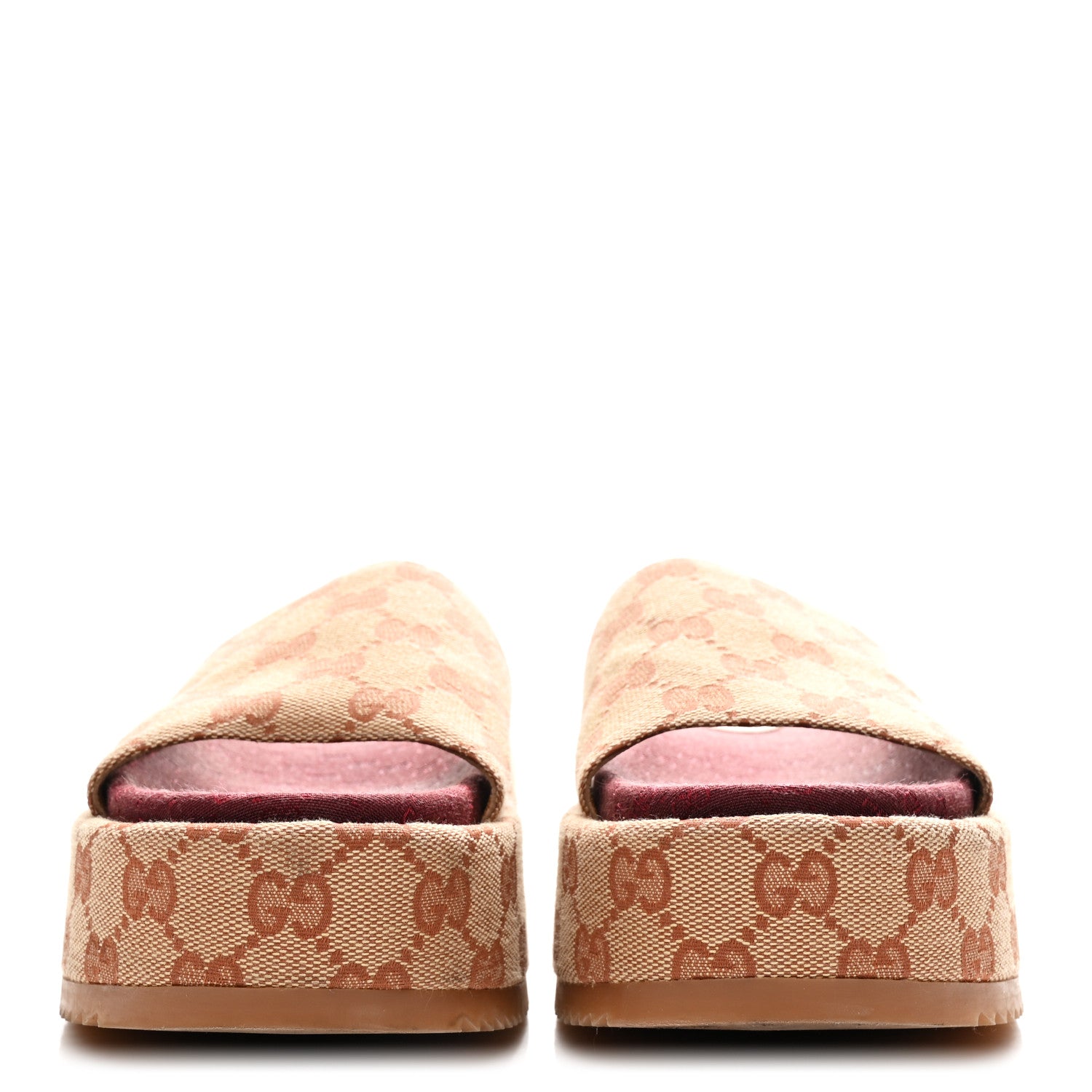 Gucci Canvas GG Monogram Angelina Platform Slide Sandals 36 Beige Ruggine 3 of 10
