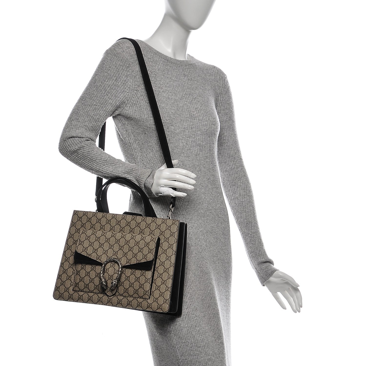 Gucci GG Supreme Monogram Dionysus Tote Beige Black 2 of 6