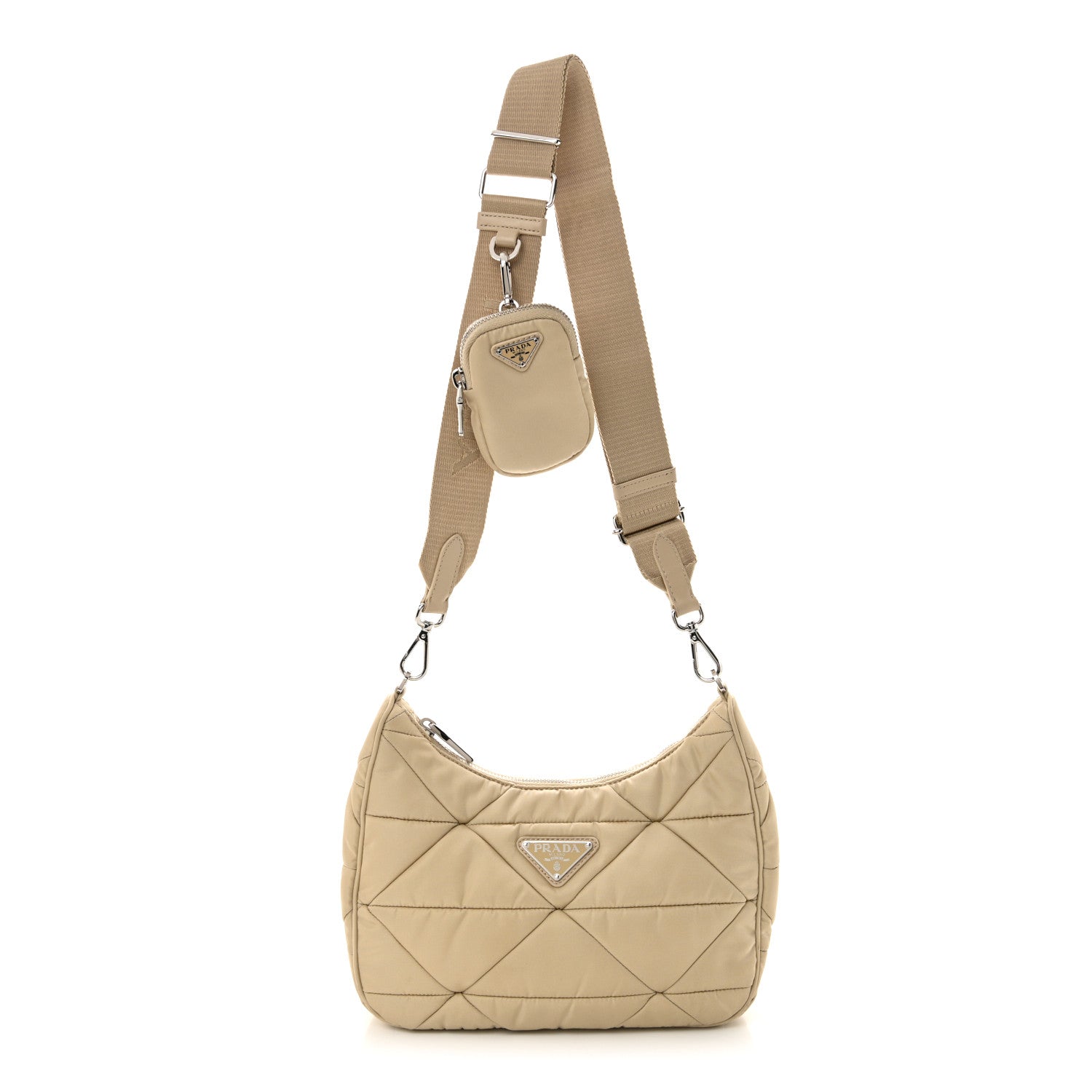 Prada Re-Nylon Triangle Quilted Padded Patchwork System Shoulder Bag Deserto 1 of 11