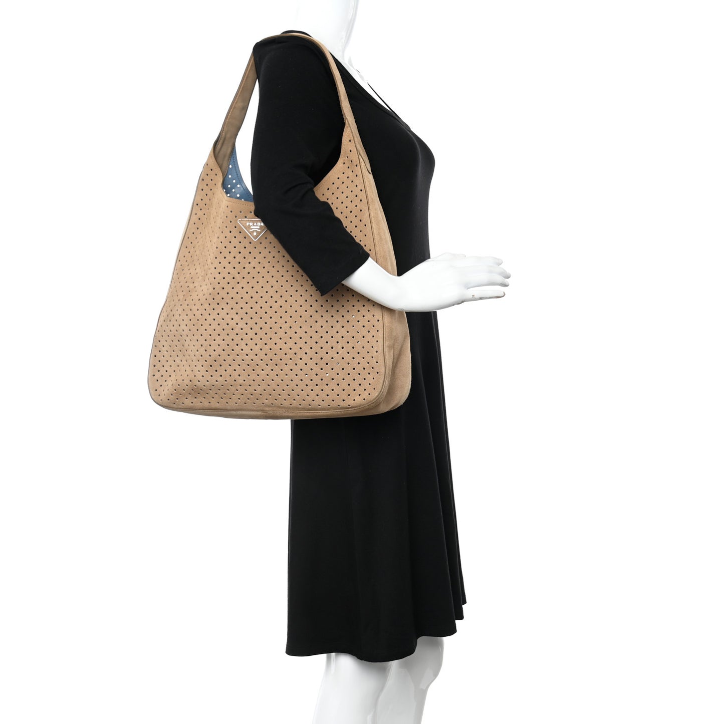 Scamosciato Perforated Suede Hobo Cammello