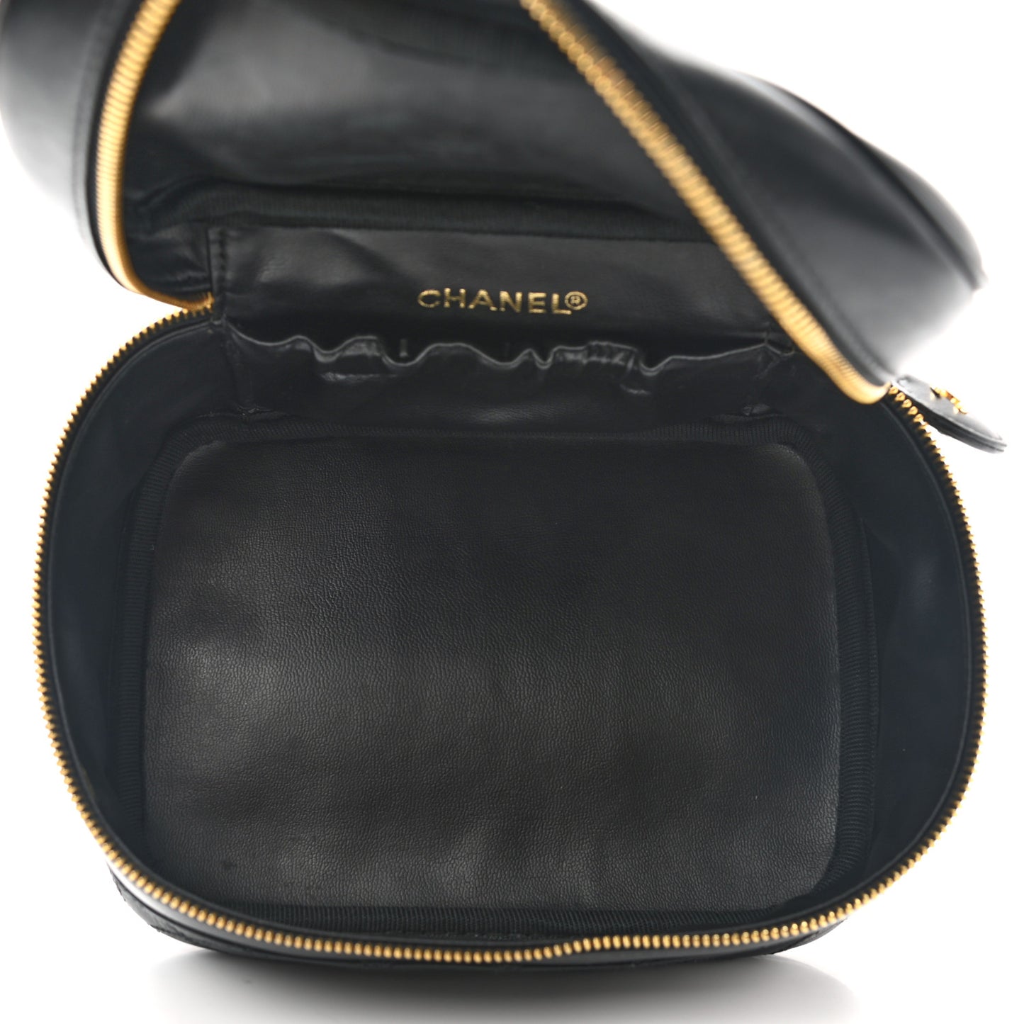 Lambskin Vanity Cosmetic Case Black