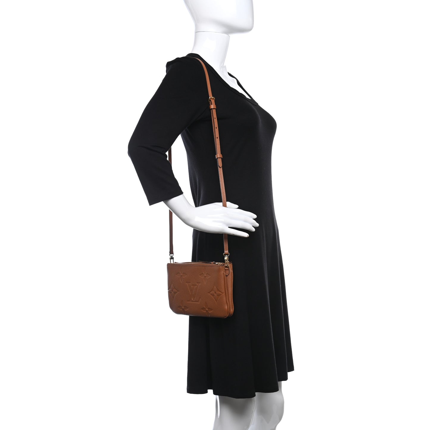 Empreinte Monogram Giant Double Zip Pochette Caramel