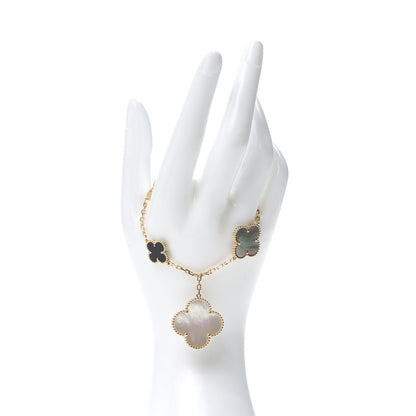 Van Cleef & Arpels 18K Yellow Gold Grey Mother of Pearl Black Onyx 5 Motifs Magic Alhambra Bracelet 2 of 6