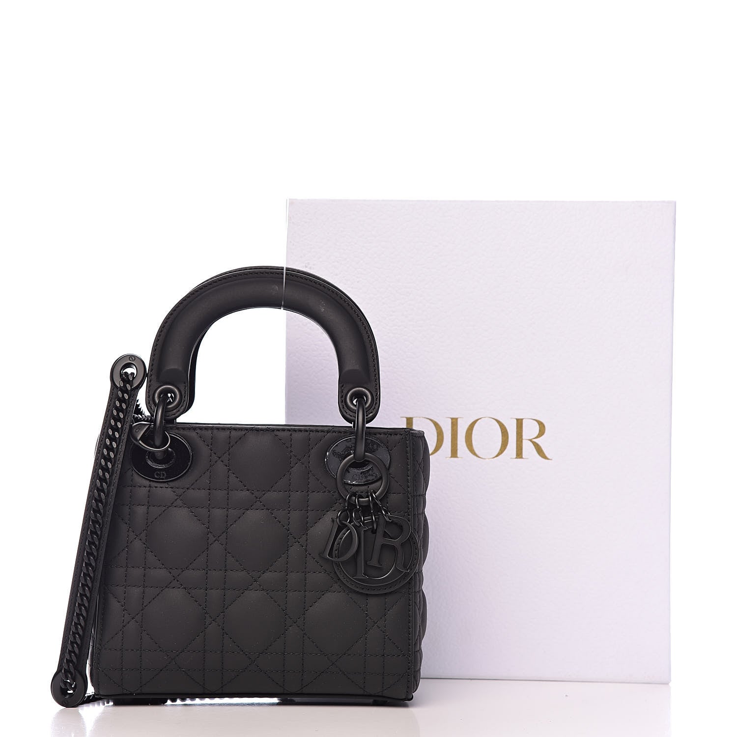 Christian Dior Ultra Matte Calfskin Cannage Mini Lady Dior Black 11 of 11