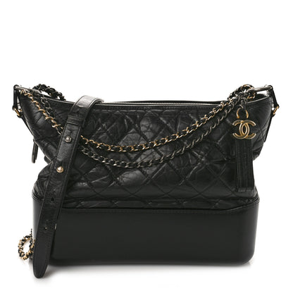 Chanel Aged Calfskin Quilted Medium Gabrielle Hobo Black 1 of 11