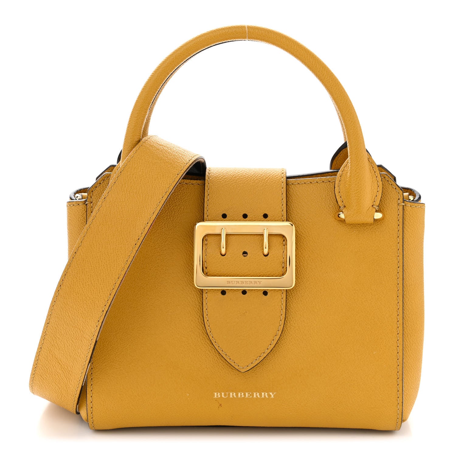 Burberry Soft Grain Calfskin Small Buckle Tote Bright Straw 1 of 13