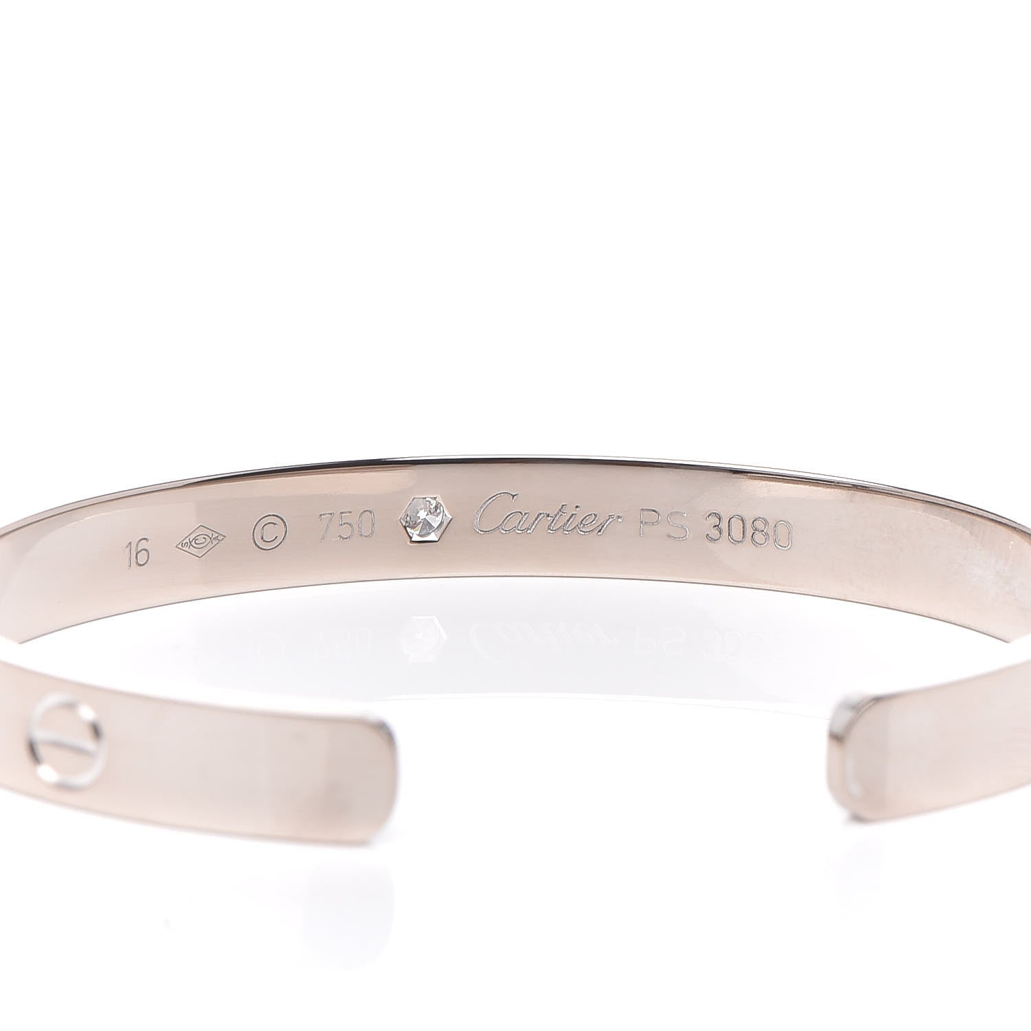 Cartier 18K White Gold 1 Diamond LOVE Cuff Bracelet 16 4 of 4