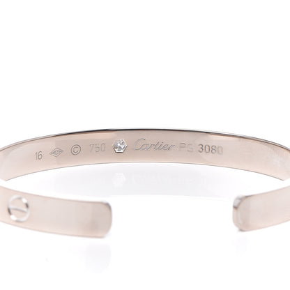 Cartier 18K White Gold 1 Diamond LOVE Cuff Bracelet 16 4 of 4