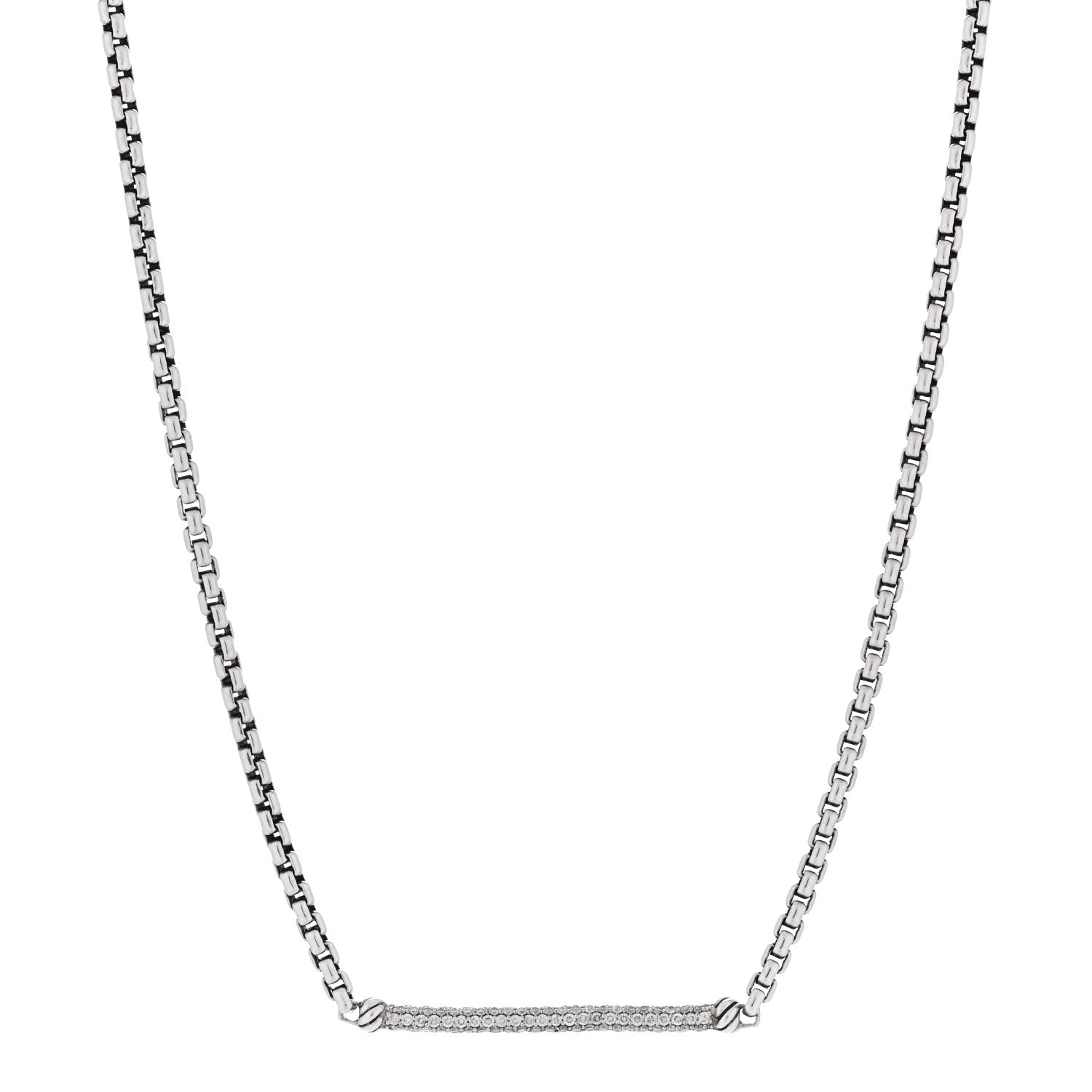 David Yurman Sterling Silver Diamond Petite Metro Necklace 1 of 4
