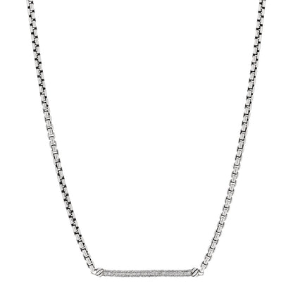 David Yurman Sterling Silver Diamond Petite Metro Necklace 1 of 4