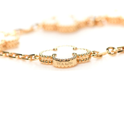 Van Cleef & Arpels 18K Yellow Gold Mother of Pearl 5 Motifs Vintage Alhambra Bracelet 6 of 7
