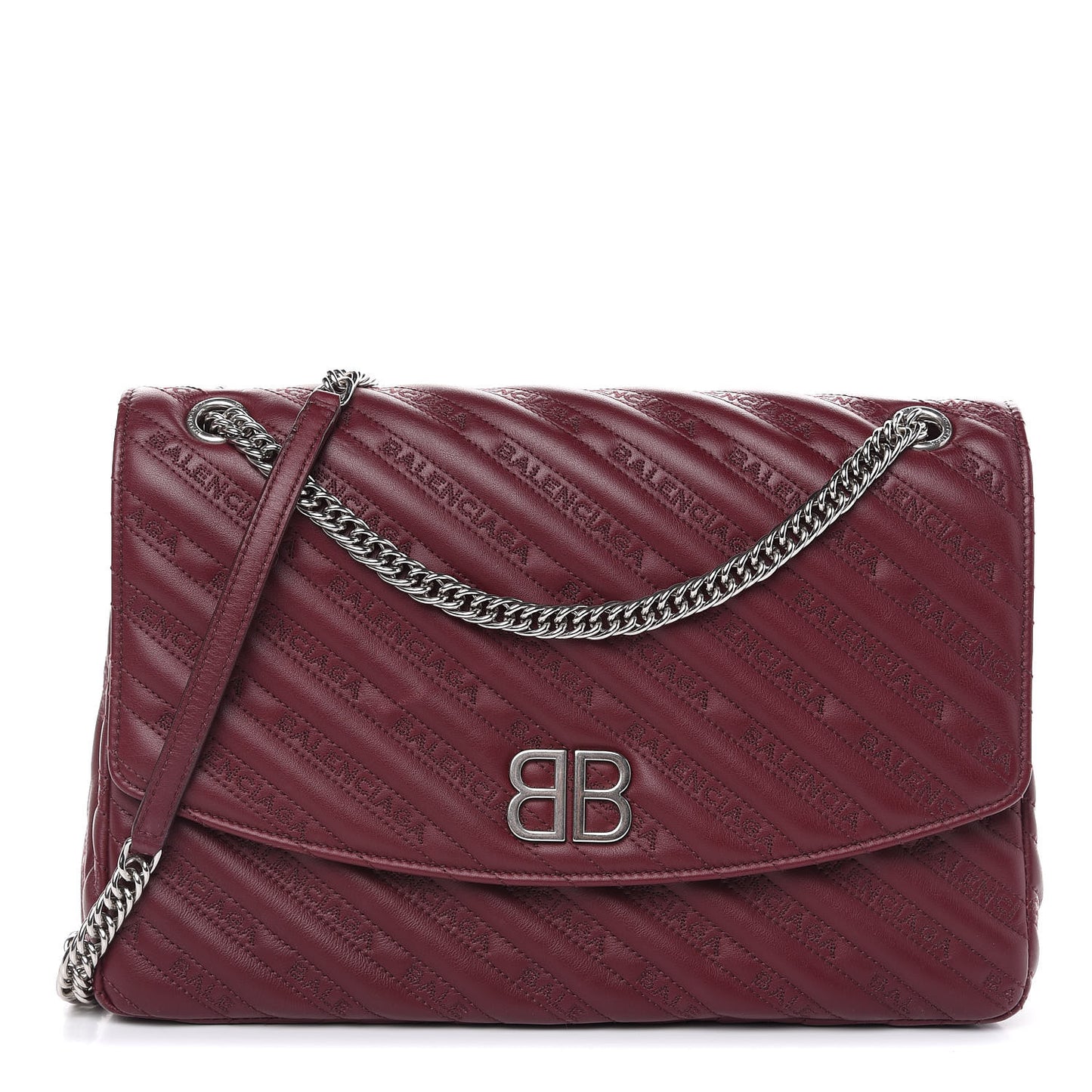 Calfskin Logo Matelasse Large BB Flap Chain Shoulder Bag Burgundy
