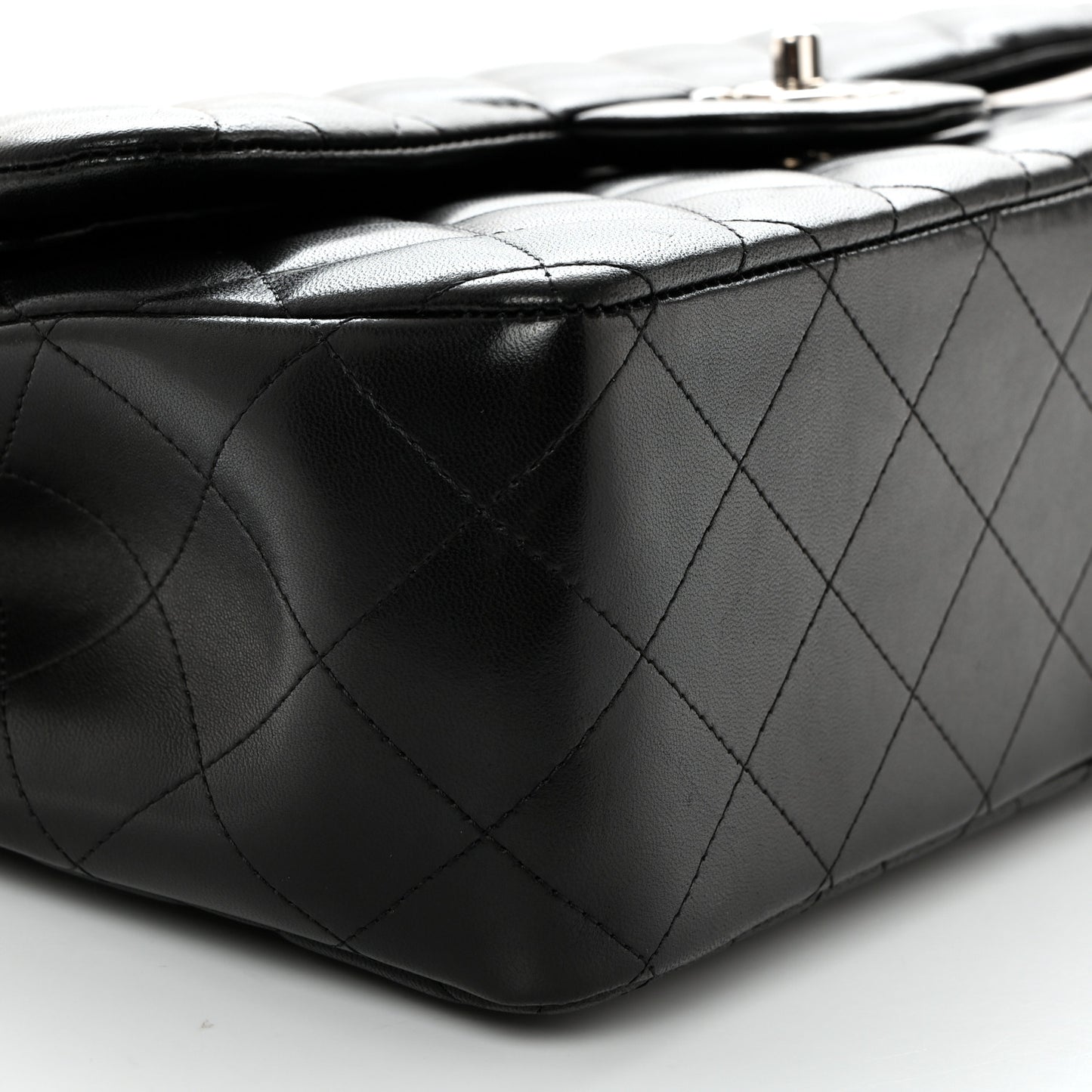 Lambskin Quilted Jumbo Double Flap Black