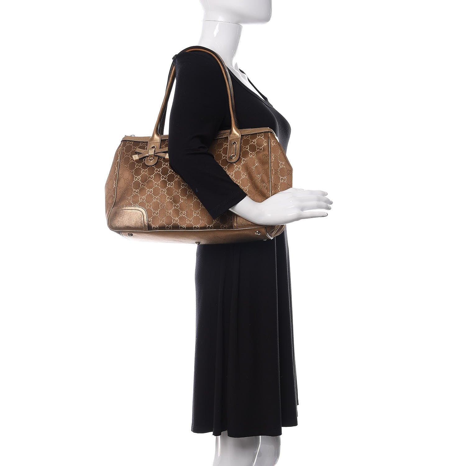 Gucci Monogram Medium Princy Tote Gold 2 of 9