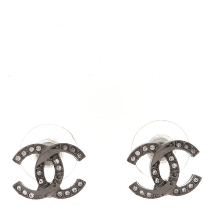 Chanel Ruthenium Crystal CC Earrings Silver 1 of 4