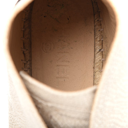Chanel Crackled Calfskin High Top Espadrilles 39 Light Beige Black 7 of 8