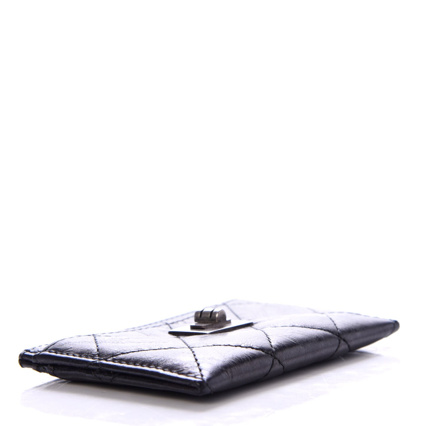 Aged Calfskin Quilted Reissue Card Holder Black
