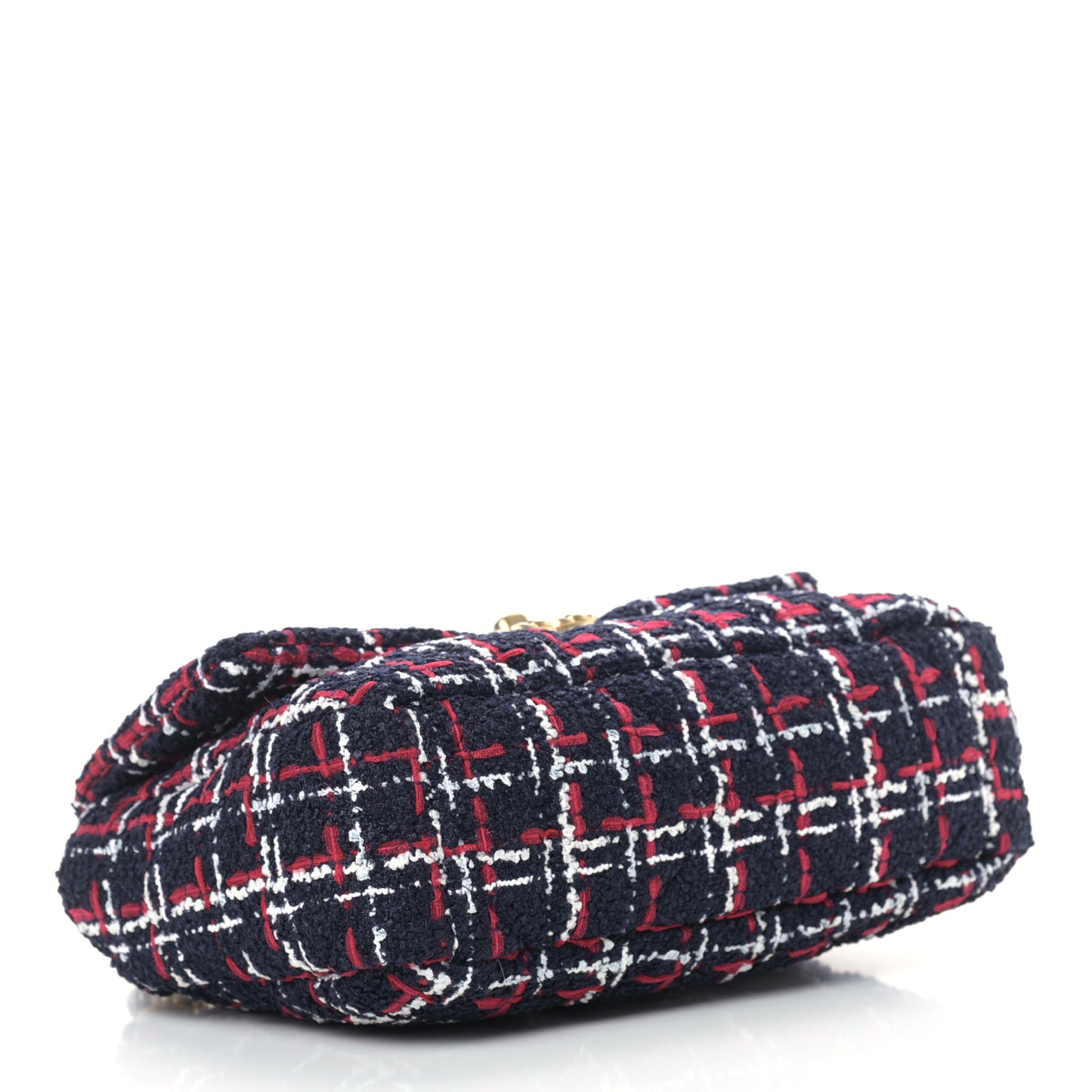 Tweed Quilted Medium Chanel 19 Flap Navy Blue White Red