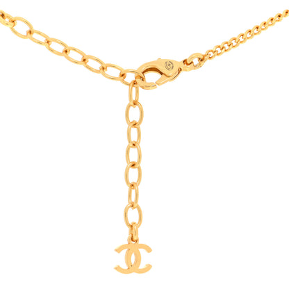 Chanel Metal Crystal Charm Necklace Purple Gold 5 of 5