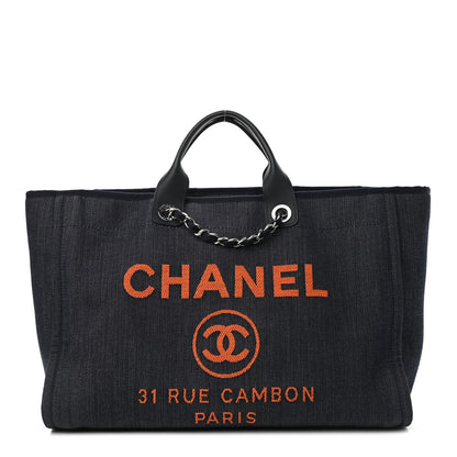 Chanel Denim Large Deauville Tote Blue Orange 1 of 11