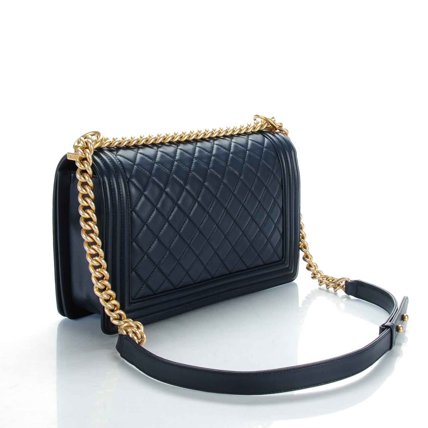Chanel Lambskin Quilted New Medium Boy Flap Dark Navy Blue 3 of 8