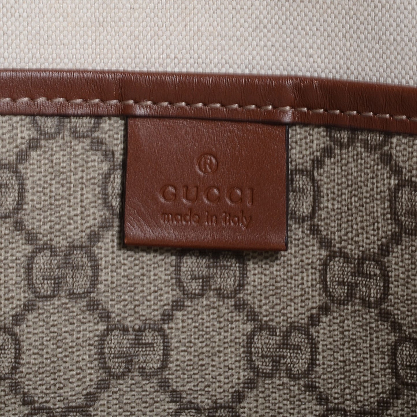 GG Plus Monogram Small Signature Web Loop Vertical Tote Light Brown
