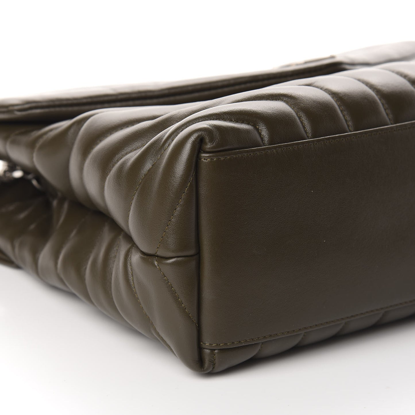 Calfskin Y Quilted Monogram Medium Loulou Chain Satchel Kaki Fonce