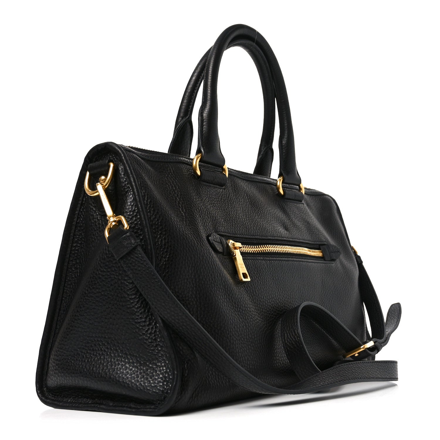 Prada Vitello Daino Shopping Satchel Black 3 of 9