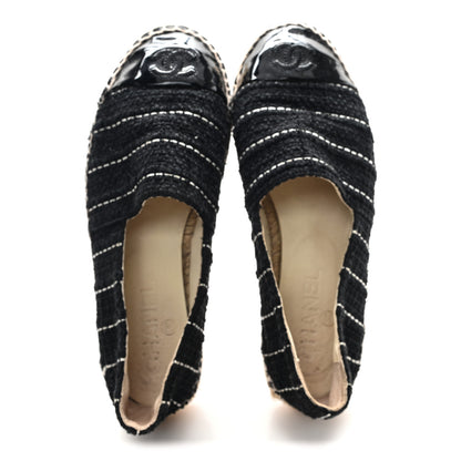 Chanel Tweed Patent CC Espadrilles 36 Black White 2 of 10