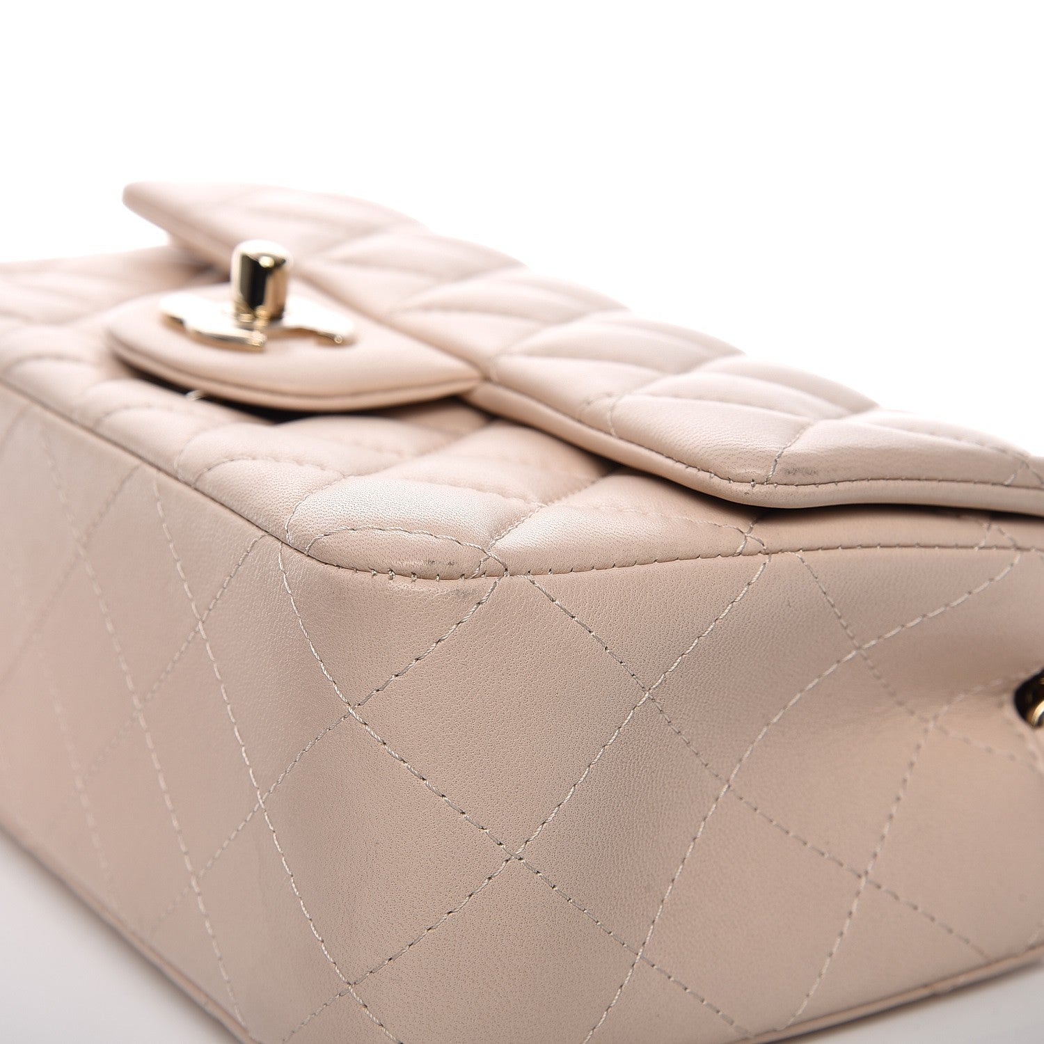Chanel Lambskin Quilted Mini Rectangular Flap Light Beige 9 of 12
