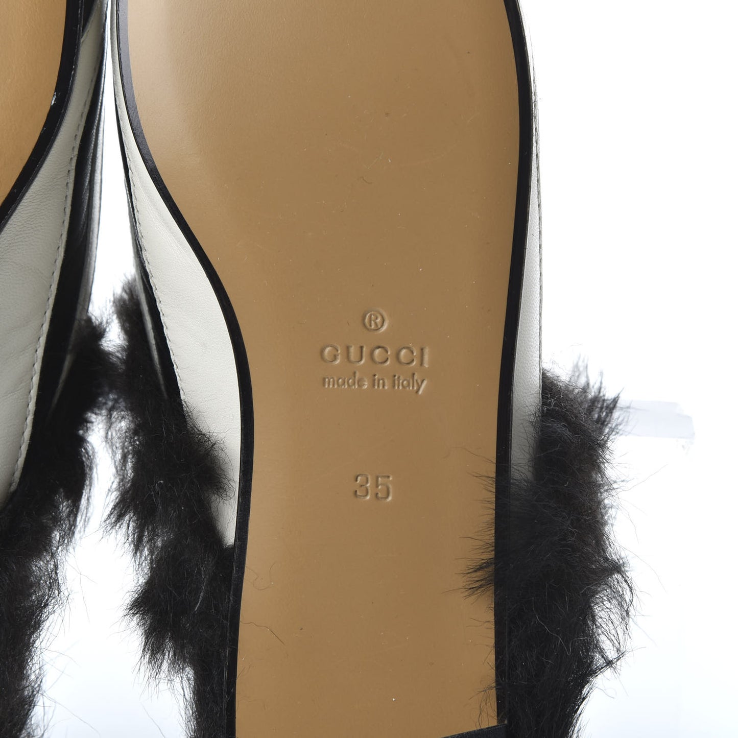 Malaga Kid Fur Zebra Inlay Womens Princetown Slippers 35 Mystic White Black