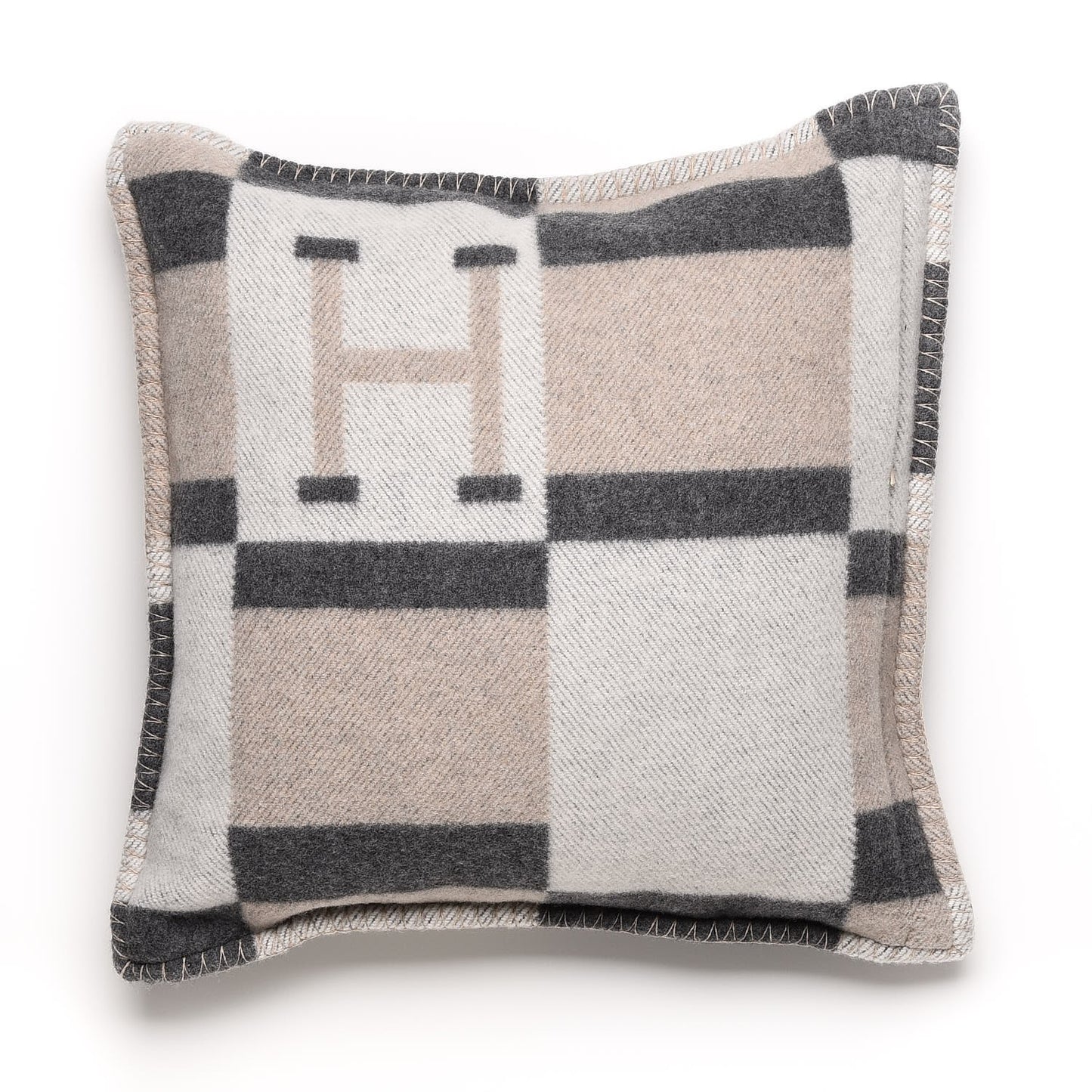 Wool Cashmere Avalon Bayadere Pillow PM Galet Ecru